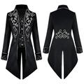 Rétro Vintage Punk et gothique Epoque Médiévale 18ème siècle 17ème siècle Manteau Costume de Cosplay Smoking Tailcoat Prince Vampire Gentilhomme Grandes Tailles Homme Brodée Halloween Carnaval