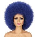 perruque 70s afro perruque pour les femmes noires sans colle porter et aller perruque bleu foncé couleur costume halloween perruques court afro disco perruque synthétique puffy résistant à la chaleur