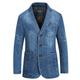 blazer pour homme veste en jean veste en jean veste de sport manteau de sport sortie col boutonné décontracté veste de tous les jours survêtement couleur unie bleu clair bleu marine / coton / coton