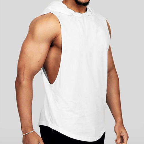 Homme Débardeur Sous-Vêtements Sweat à capuche sans manches Sans manches À capuche Été Uni Mode Classique Occasionnel Vacances Sport Quotidien Noir Blanche Rouge T-shirt haut de gamme pour homme