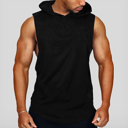 Homme Débardeur Sous-Vêtements Sweat à capuche sans manches Sans manches À capuche Été Uni Mode Classique Occasionnel Vacances Sport Quotidien Noir Blanche Rouge T-shirt haut de gamme pour homme
