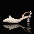 chaussures de mariage pour la mariée demoiselle d'honneur femmes bout fermé bout pointu blanc beige pu escarpins sandales avec imitation perle talon sculptural talon bas fête de mariage saint valentin élégant luxueux