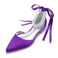 Femme Chaussures de mariage Cadeaux de Saint-Valentin Soirée Evénement Appartements de mariage Chaussures de mariée Chaussures de demoiselle d'honneur Noeud Imitation Perle Talon Plat Bout pointu