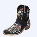 Femme Bottes Bottes Cow boy Grandes Tailles Bottes de cow-girl Extérieur du quotidien Broderie Bottes mi-mollet Hiver Broderie Talon Bottier Bout pointu Classique Décontractées Cuir PU Mocassins Noir