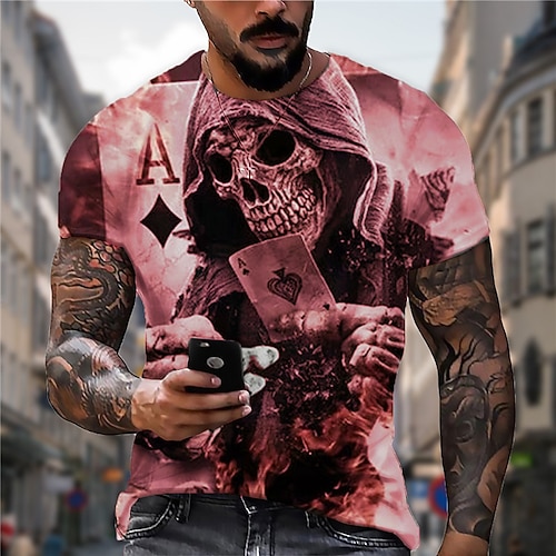 T-shirt à imprimé graphique de crâne unisexe pour homme t-shirt à manches courtes t-shirt à imprimé 3D t-shirt col rond vêtements de designer décontracté extérieur rue quotidien vêtements d
