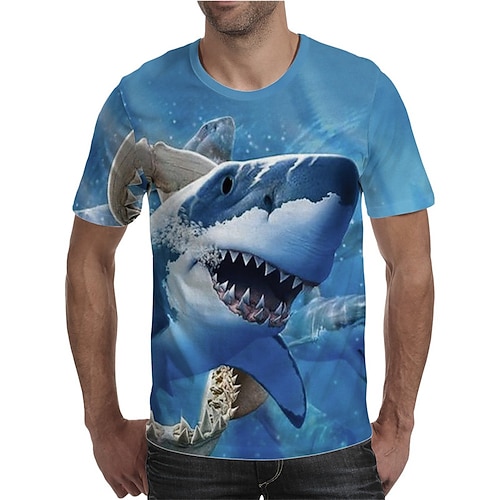 Homme Graphique Animal Requin Chemise T-shirt T-Shirts Drôles Manche Courte T-shirt Impression 3D Col ras du cou Chemise Designer Basique Coupe Ajustée Occasionnel Quotidien Week-end A B C Été
