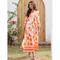 Femme Robe de vacances Ample Satiné Maxi Robe Maxi Orange Manches 3/4 Fleurs et plantes Fleur / Plantes Imprimé Printemps Printemps et été Mao Col V Robes robe de vacances Vacances Plage S M L