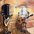 modèle usb fer forgé rétro lampe de bureau décorations robot microphone pour jouer de la guitare