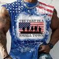 Essayez ça dans une petite ville Drapeau National Mode Design Muscle Homme Top T-shirt sans manches pour hommes sport du quotidien Gymnastique T-shirt Noir Rouge Bleu Sangles Col Ras du Cou Chemise