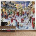 Noël Père Noël Fête de Noël Grande tapisserie murale Art Photo Fond Toile de fond Décor Suspendu Maison Chambre Salon Décoration Arbre Renne Bonhomme de neige Elk Flocon de neige Bougie Cadeau