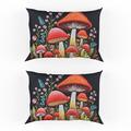 Lot de 2 taies d'oreiller Queen Size à motif champignon - Housse de couette imprimée - Taie d'oreiller douce et respirante - Housse de coussin décorative (50,8 x 76,2 cm)