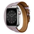 Double Tour Compatible avec Bracelet Apple Watch 38mm 40mm 41mm 42mm 44mm 45mm 49mm Fermoir en métal Ajustable Vrai Cuir Bracelet de remplacement pour iwatch Ultra 2 Series 9 8 7 SE 6 5 4 3 2 1