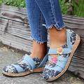 Femme Ballerines Grandes Tailles Chaussures de confort du quotidien Bloc de couleur Eté Fleur Talon Plat Bout rond Rétro Vintage Décontractées Confort Faux Cuir Mocassins Marron Bleu clair