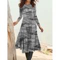 Robe Midi Femme Robe Décontractée Robe d'hiver Robe Ethnique Mode Modeste Formelle Plein Air Fête Coupe Laisse Graphique Manches Longues Col Ronde Jaune Bleu Gris Automne Hiver