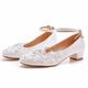 Femme Chaussures de mariage Escarpins Chaussures bling-bling Chaussures de mariée Strass Fleur Talon Bottier Bout rond Elégant Faux Cuir Boucle Blanche