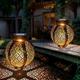 ramadan eid lumières lampes solaires suspendues en plein air lampe de jardin vintage solaire lanternes rétro lampes solaires creuses avec poignée pour cour clôture d'arbre patio paysage guirlande