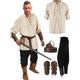 Rétro Vintage Epoque Médiévale Renaissance Pantalon Tenue Ceinture de Tour de Taille Chemise Protège-bras Pirate Viking Ranger Elfe Homme Halloween Carnaval Utilisation Mascarade Chemise