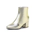 Femme Bottes Bottes métalliques Bottes à talons du quotidien Couleur Pleine Bottines Bottines Hiver Talon Bottier Bout pointu Classique Cuir PU Fermeture Argent Noir Dorée