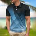 Homme POLO Polo à revers Polos boutonnés Tee Shirt Golf Dégradé Imprimés Photos Linéaire Col rabattu Impression personnalisée Bleu Bleu de minuit Gris bleu. Bleu bleu Extérieur Plein Air Manches