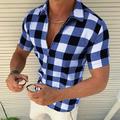 Homme Chemise Chemise Carreaux Chemisette Chemise d'été Rouge Bleu Vert Gris Manche Courte Tartan Treillis Col rabattu Extérieur Plein Air Bouton bas Vêtement Tenue Mode Décontractées Respirable