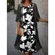 Femme Ensemble Robe Deux Pièces Robe casual Robe de Mousseline Robe imprimée Extérieur Vacances Mode Moderne Imprimer Robe mi-longue Col Ras du Cou Demi Manches Floral Ample Noir Printemps S M L XL