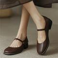 Femme Chaussures à Talons Ballerines Baby Grandes Tailles Chaussures Vintage Soirée Bureau du quotidien Couleur unie Hiver Talon Plat Bout rond Elégant Décontractées Minimalisme Faux Cuir Noir Marron