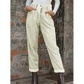 Pantalon femme pantalon velours côtelé droit pleine longueur velours côtelé mode streetwear quotidien riz blanc noir m l automne hiver