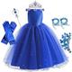 Cendrillon Conte de Fée Princesse Robe de demoiselle d'honneur Costume de soirée à thème Robes en tulle Fille Cosplay de Film Cosplay Halloween Bleu Bleu (avec accessoires) Halloween Carnaval