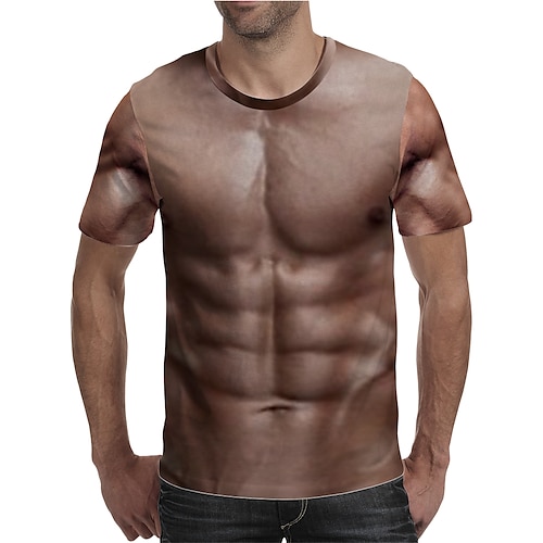 Homme Graphique Muscle T-shirt T-Shirts Drôles Manche Courte T-shirt Impression 3D Col ras du cou Chemise Designer Muscle Travail Quotidien Noir Blanche Violet Été Vêtement Tenue Grande taille S M L