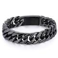 Chaîne de bracelet pour homme lourd en acier inoxydable 316l noir punk double trottoir cubain rombo lien 14mm convient au poignet de 7 pouces