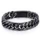 Chaîne de bracelet pour homme lourd en acier inoxydable 316l noir punk double trottoir cubain rombo lien 14mm convient au poignet de 7 pouces