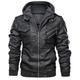 Homme Simili Cuir Veste moto Blouson Moto Extérieur Usage quotidien Etanche Coupe Vent Full Zip Style moderne Automne Hiver Couleur unie Décontractées Sans col Normal Coupe Standard Standard Noir