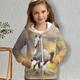 fille 3d cheval à capuche manteau vêtements d'extérieur manches longues impression 3d automne hiver actif mode mignon polyester enfants 3-12 ans extérieur décontracté quotidien coupe régulière