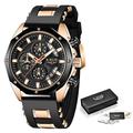 LIGE Montres à quartz Montre Acier Homme pour Homme Hommes Analogique Quartz Mode Lumineux Style moderne Imperméable Calendrier Chronographe Métal Acier Inoxydable