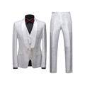 costumes de bal pour hommes argent noir blanc smokings de bal de fête 3 pièces col châle jacquard coupe ajustée simple boutonnage un bouton 2024