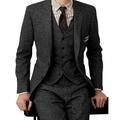 Costumes de mariage en tweed pour hommes, vert/noir/marine foncé, vintage 3 pièces, grande taille, couleur unie, coupe slim, simple boutonnage, un bouton, 2024