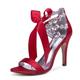 Femme Chaussures de mariage Chaussures bling-bling Talons aiguilles Chaussures scintillantes Chaussures de mariée Cristal Talon haut Bout ouvert Luxueux Satin Lacet Argent Noir Blanche