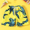 enfants garçons shorts de plage feuille doux confort shorts extérieur sports tropicaux quotidien jaune bleu marine bleu taille moyenne