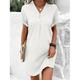 Robe casual Robe d'été Robe unie Femme Mini robe Bouton Plein Air Rendez-vous basique Col V Manche Courte Standard Argent Noir Blanche S M L XL 2XL