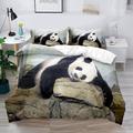 Literie 3D panda lapin imprimé housse de couette ensembles de literie housse de couette avec 1 housse de couette ou couvre-lit imprimé, 2 taies d'oreiller pour lit double/queen/king