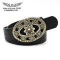 Femme PU Boucle Ceinture Cuir PU Bouclier en métal Gravé Cristal Strass Classique Millésime Rétro Mariage Soirée Strass noir ch1047 Strass jaune camel ch1067 Strass jaune camel ch1024 Strass camel