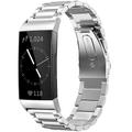 Bracelet de montre connectée Compatible avec Fitbit Charge 4 / Charge 3 / Charge 3 SE Acier Inoxydable Montre intelligente Sangle Largage rapide Robuste Luxe Bracelet à Maillons Remplacement Bracelet