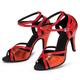 Femme Chaussures Latines Chaussures de danse Professionnel ChaCha Rumba Chaussures scintillantes mode Talon Bobine Boucle Adulte Rouge foncé Argent Dorée