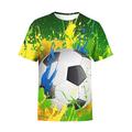 T-shirt Tee Enfants Garçon World Cup Football Manche Courte Coton Haut pour enfants Casual Frais Adorable Eté Vert foncé Vert Claire bleu marine 2-12 ans