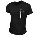 Imprimés Photos Croix 100% Coton Noir Blanche bleu marine T shirt Tee T-shirt Graphique Homme Graphique 100% Coton Chemise basique Moderne contemporain Chemise Manches courtes T-shirt confortable