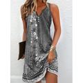 Robe Mini Femme Robe Petite Robe T Shirt Robe Tee Robe d'Été Robe d'Été Robe A Ligne Mode Active Streetwear Extérieur Vacances Rue Coupe Lâche Imprimé Floral Sans Manches Col en V Orange Vert Gris
