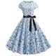 robe de soirée pour femme robes de thé vintage robe swing robe une ligne robe midi noir blanc rose manches courtes imprimé arc été printemps ras du cou vintage fête d'anniversaire vacances 2023