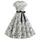 robe de soirée pour femme robes de thé vintage robe swing robe une ligne robe midi noir blanc rose manches courtes imprimé arc été printemps ras du cou vintage fête d'anniversaire vacances 2023