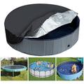 couverture de piscine ronde pour chien, couverture de piscine pliable pour animaux de compagnie, couverture de protection de piscine imperméable à l'eau, à la poussière et lavable avec cordon de serrage