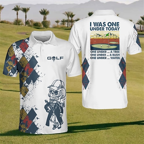 Homme Plaid Polos de Sport Chemise de golf Manche Courte Polos Chemises à Col Occasionnel Vêtements de sport Vêtements de vacances Impression 3D Boutons Bleu Noir / Blanc Noir